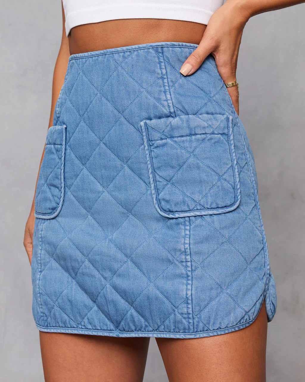 Roisin Quilted Denim Mini Skirt | VICI