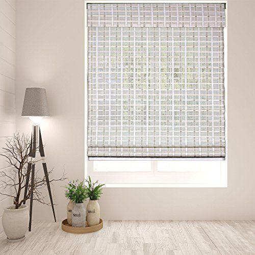 Arlo Blinds Cordless Whitewash Bamboo Roman Shades Blinds - Size: 34" W x 60" H, Cordless Lift Sy... | Amazon (US)