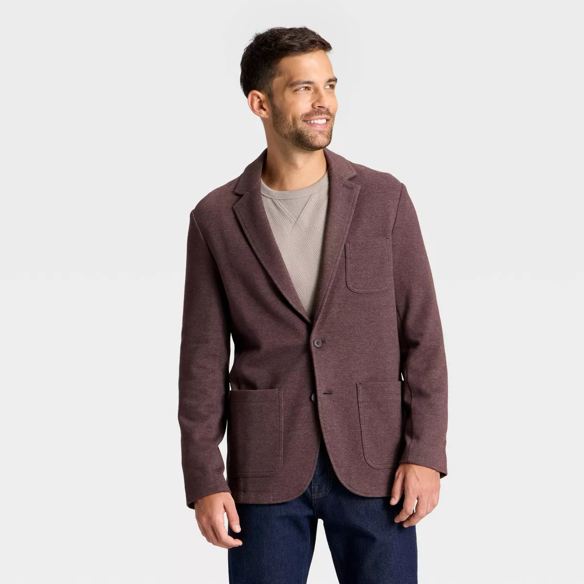 Men's Comfort Wear Knit Blazer - Goodfellow & Co™ Black Raspberry L | Target