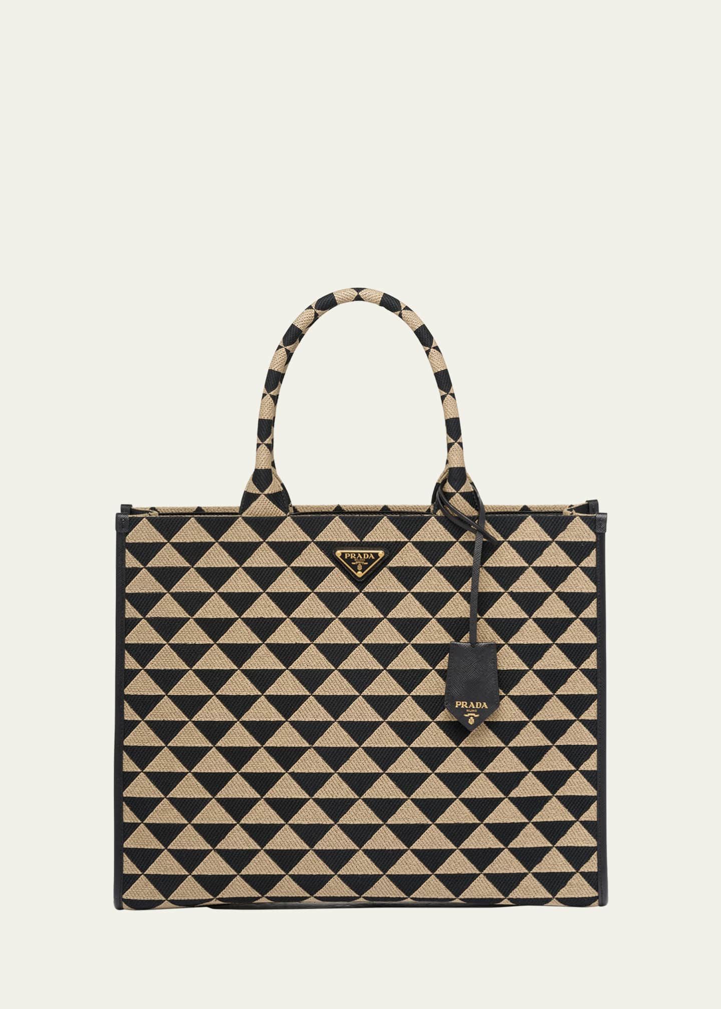 Prada Large Triangle Logo Jacquard Tote Bag | Bergdorf Goodman