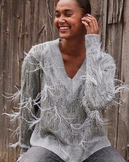 Feathered Sequin Sweater | White House Black Market