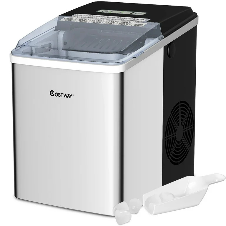 Costway Stainless Steel Ice Maker Countertop 26Lbs, 24H Self-Clean Function With Scoop New | Walmart (US)