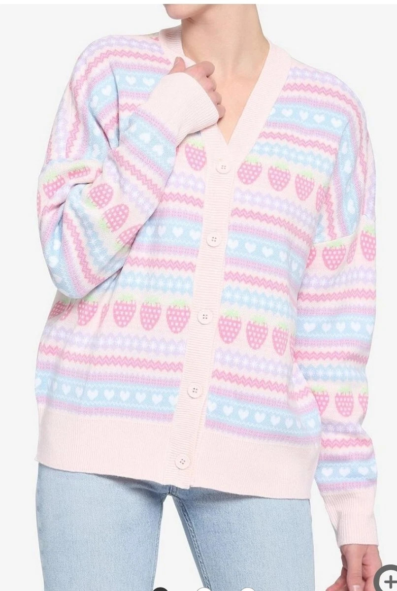 Hot Topic Pastel Strawberry Fair Isle Oversized Cardigan Size 3 Plus Size NWTS  | eBay | eBay US