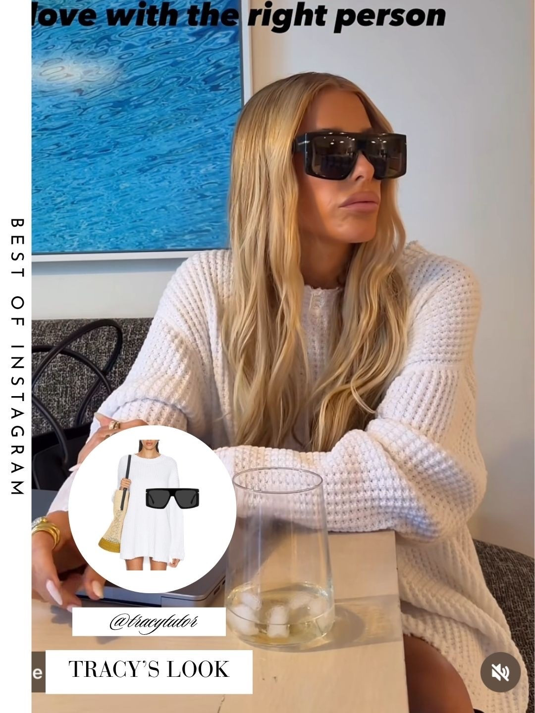 Tracy Tutor’s White Chunky Sweater and Sunglasses 📸 = @tracytutor