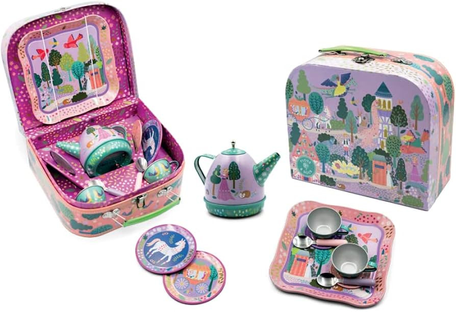 Floss & Rock Fairy Tale Musical Kids Tin Tea Set, 11 Piece, 6.8 Inch | Amazon (US)