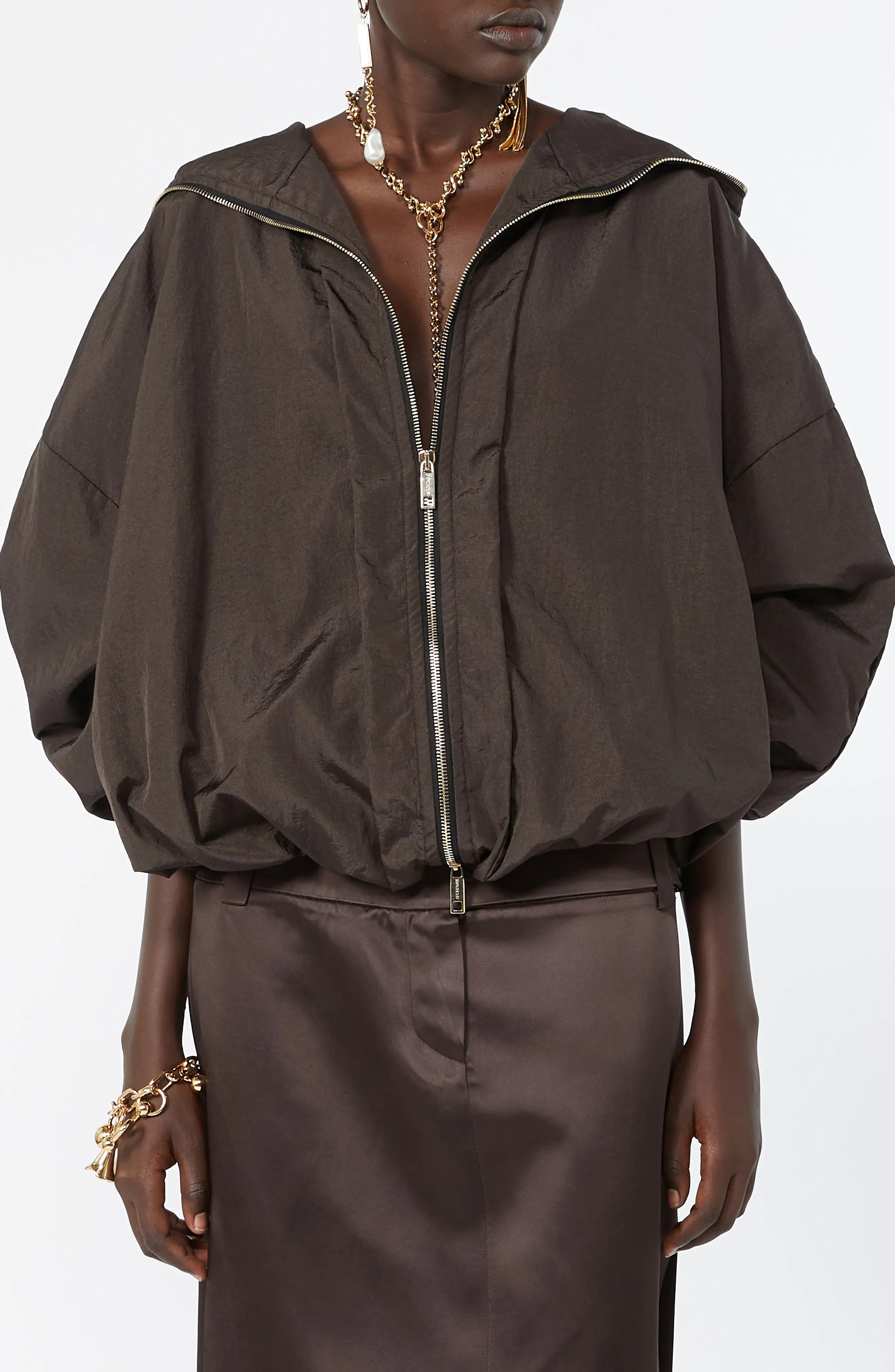 SPORTMAX Water Repellent Oversize Hooded Rain Jacket (Women) | Nordstrom | Nordstrom