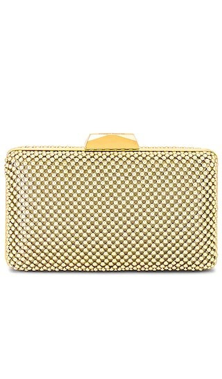 olga berg Natasha Ball Mesh Clutch in Metallic Gold. | Revolve Clothing (Global)