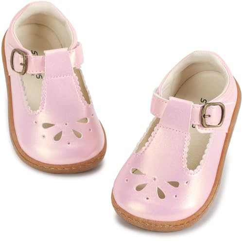 STQ KIDS Toddler Girl Mary Jane Shoes Wide Comfortable Non-Slip Dress Flats for Girls School Shoes Pink Toddler 7 | Amazon (US)