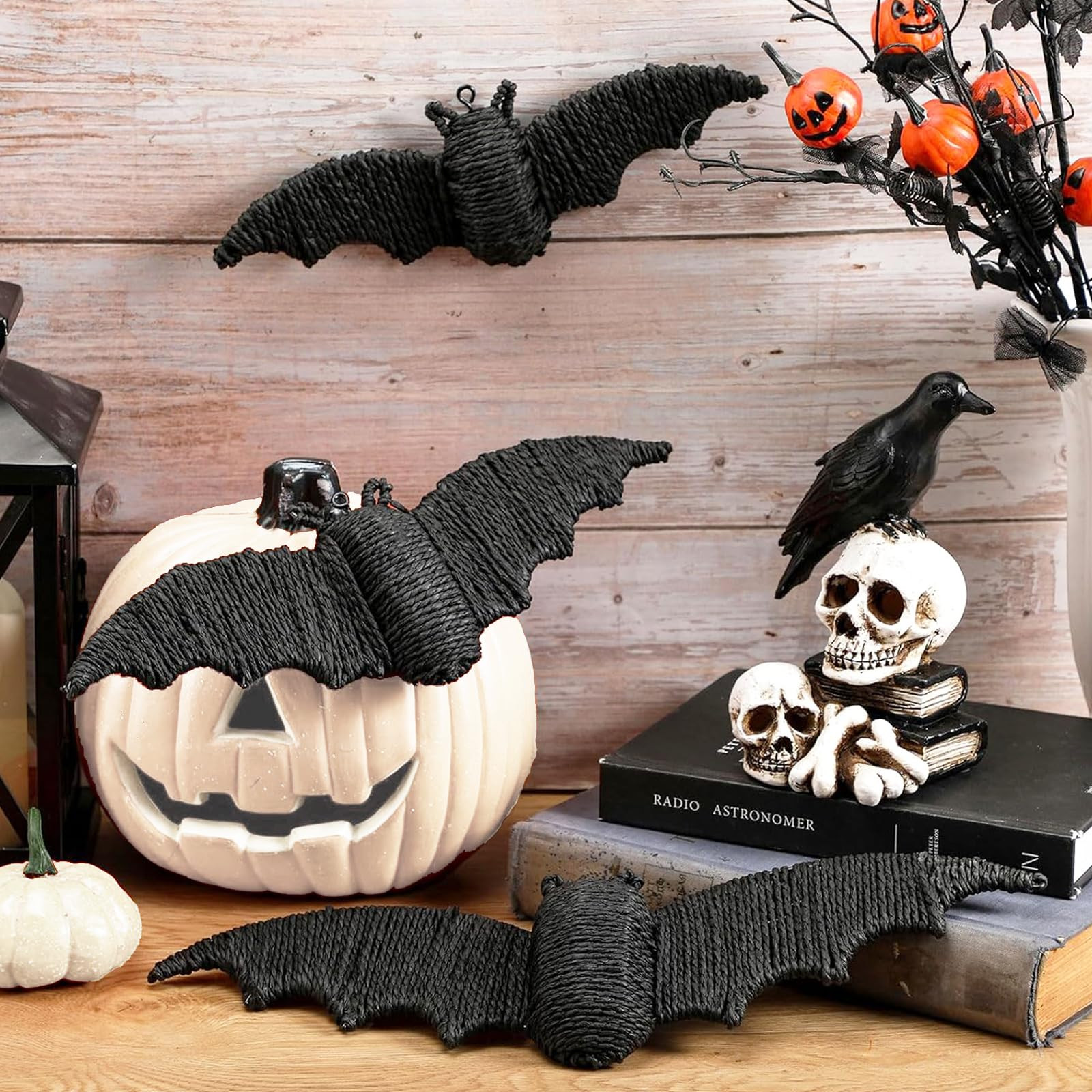3 Pcs Woven Rattan Bat Wall Hanging Halloween Decor, 3D Scary Handcrafted Black Rope Bats, Rustic... | Amazon (US)