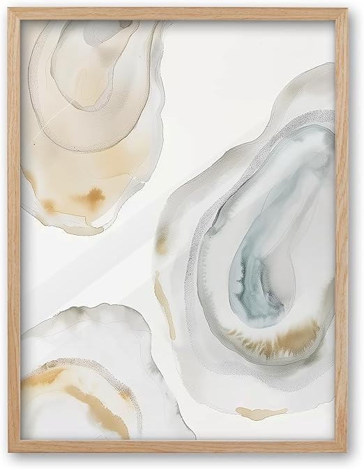 iHery Natural OAK Wood Abstract Coastal Oyster Framed Wall Art, 12x16 in Hamptons Style Beach Hou... | Amazon (US)