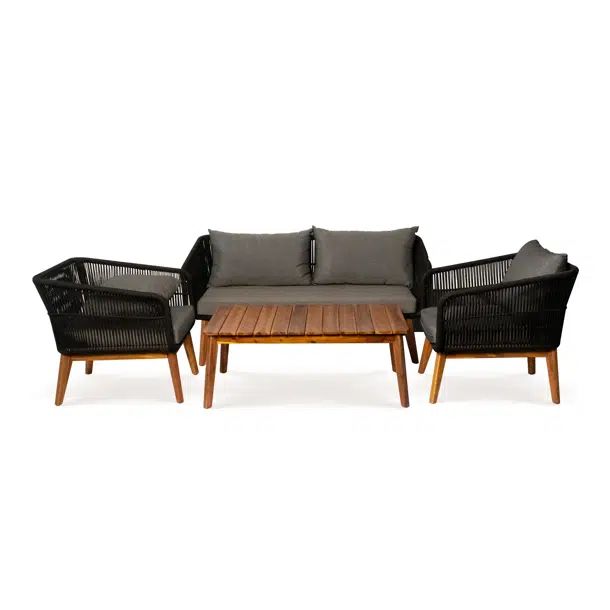 Haoyu 4 Piece Wood Sofa Seating Group with Cushions | Wayfair North America