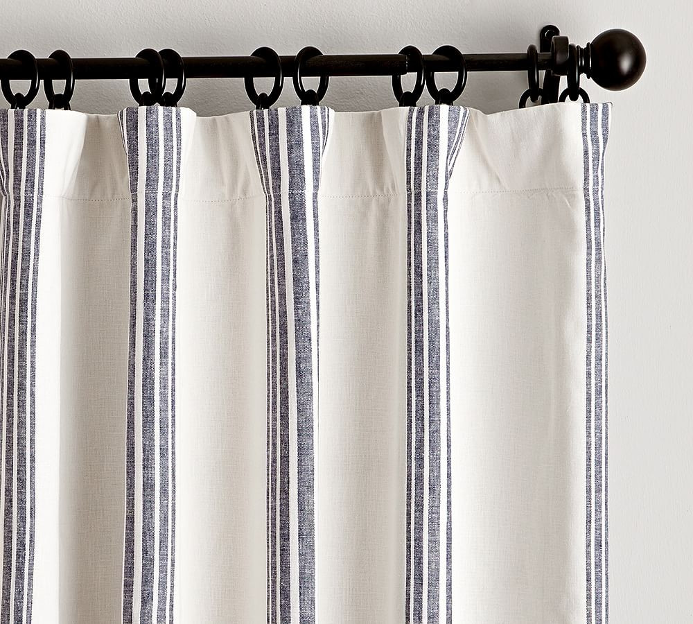 Riviera Striped Linen Cotton Curtain | Pottery Barn (US)