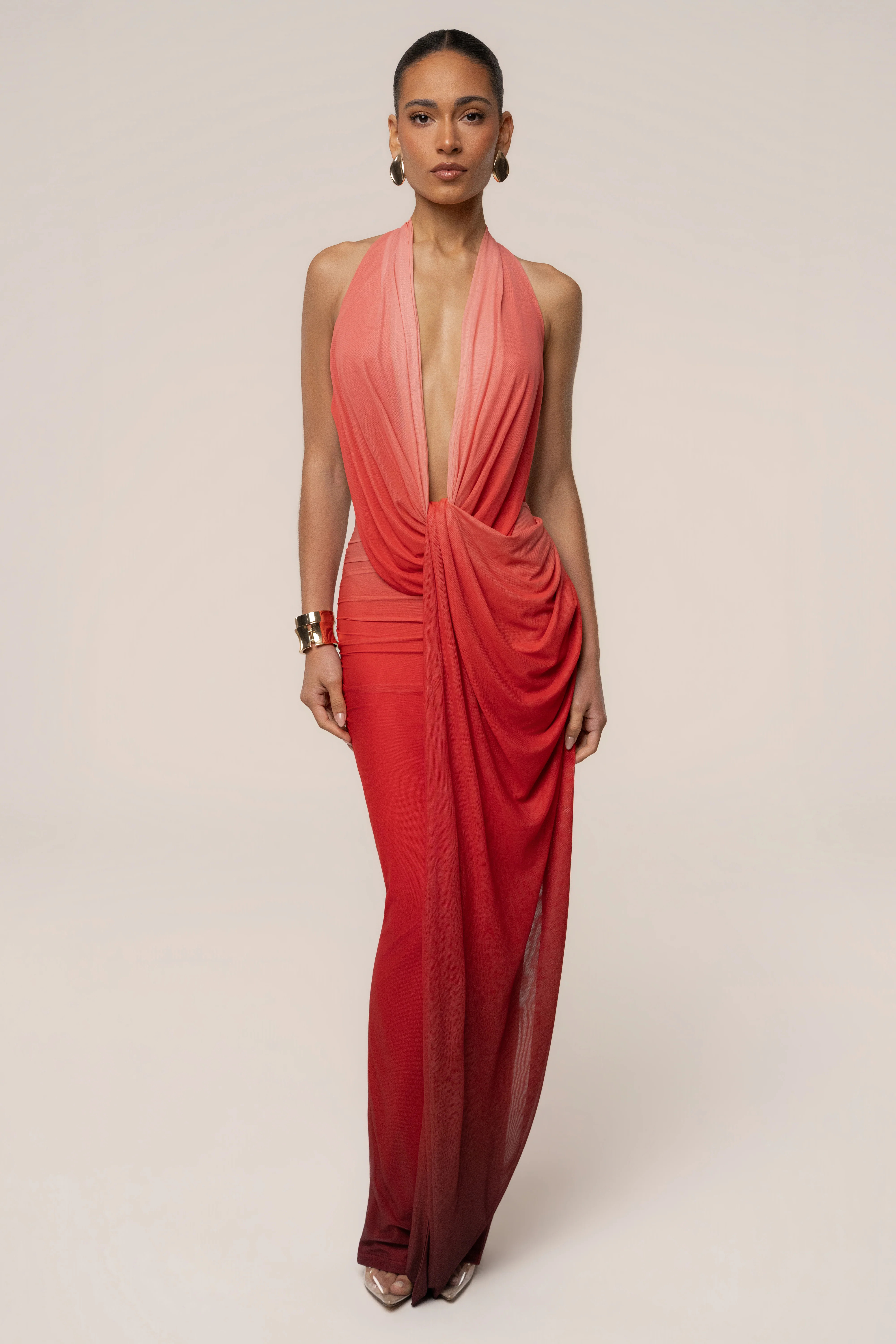 Terra Sol Alaina Plunge Maxi Dress | JLUXLABEL US