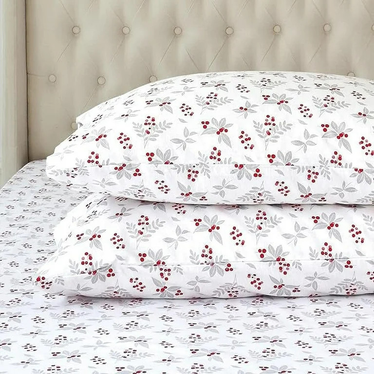 Elegant Comfort - 4 PIECE Holiday Christmas Flannel Cotton Sheet Set, Deep Pocket Fitted - King, ... | Walmart (US)