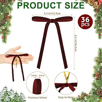 36 Pcs Velvet Bows for Christmas Tree Decorations Indoor, Vintage Red Christmas Tree Bows Velvet ... | Amazon (US)