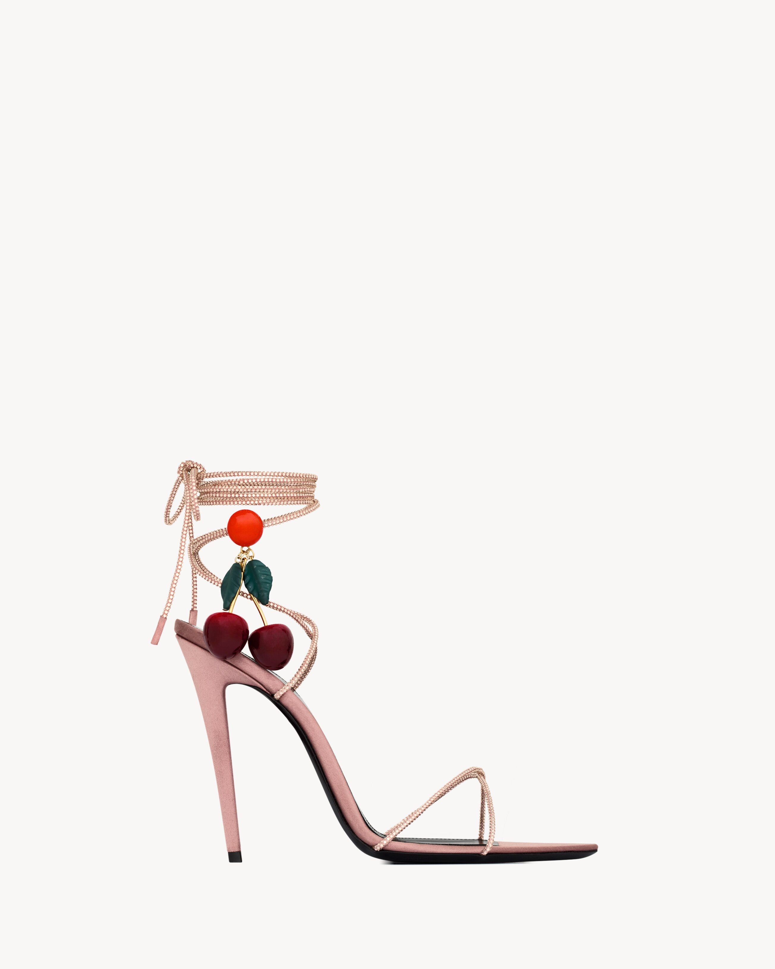 Saint Laurent Mon Chéri Sandals In Suede And Rhinestones - Pink - Women - 6 | Saint Laurent Inc. (Global)