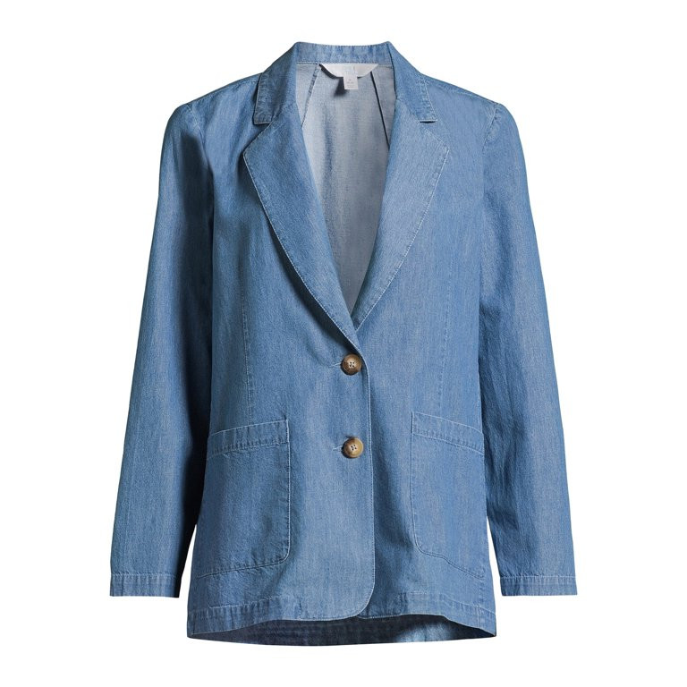 Time and Tru Women's Denim Blazer, Sizes XS-XXXL | Walmart (US)