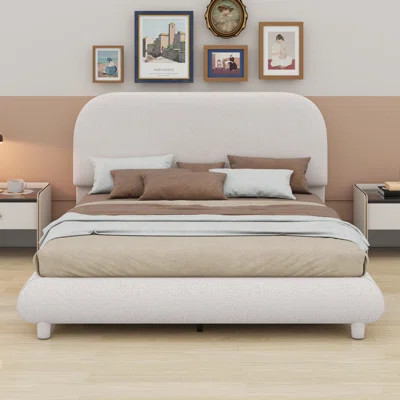 Upholstered Platform Bed,Solid Frame And Stylish Curve-Shaped Design | Wayfair North America