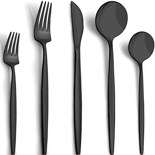 40-Piece Matte Black Silverware Set for 8, CEKEE Stainless Steel Flatware Cutlery Set, Cutlery Kitchen Utensils Set for Home Restaurant Apartment, Include Knife Forks and Spoons Silverware Set | Amazon (US)