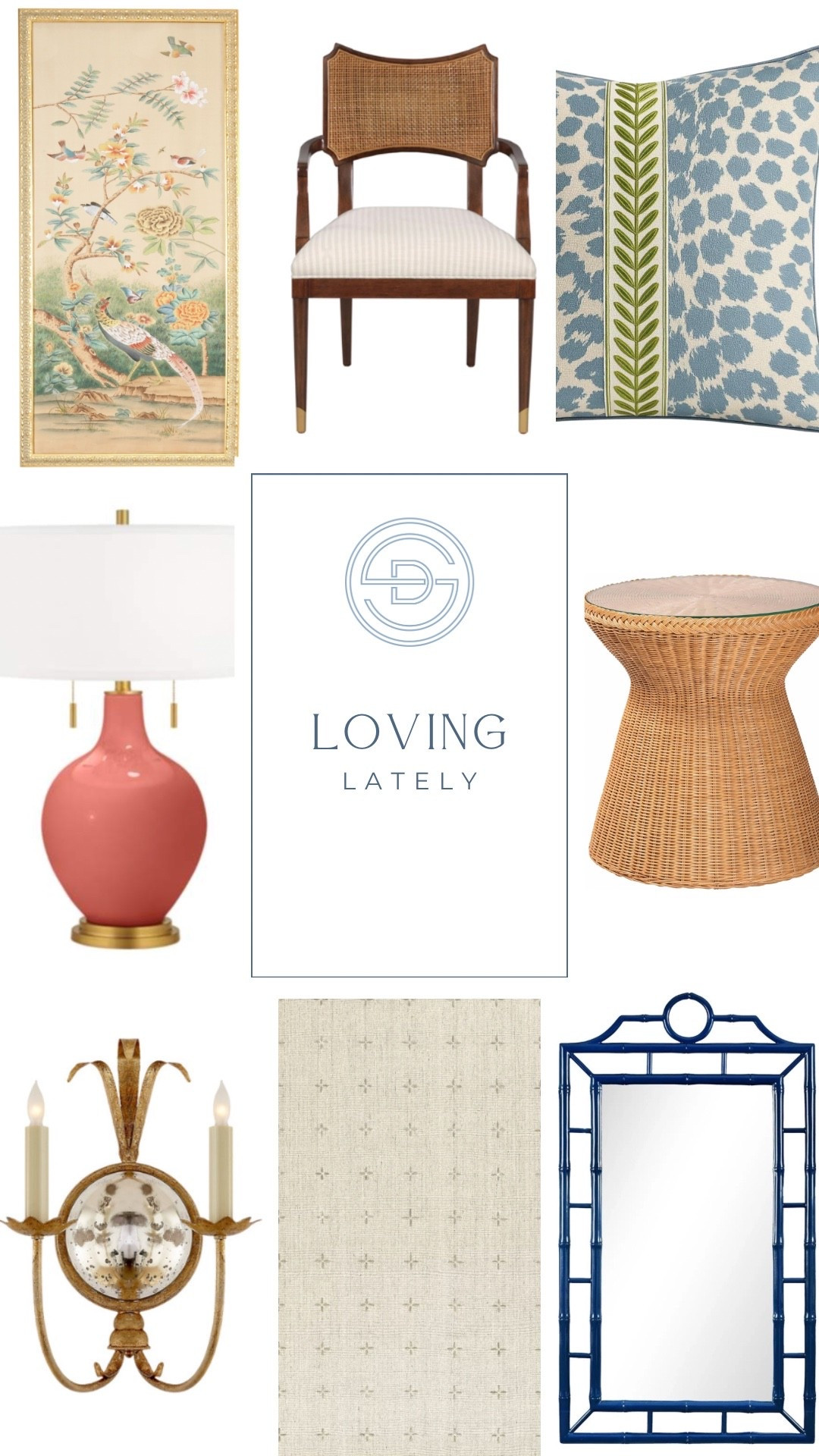 Loving these classic grandmillennial home decor finds! 

Perfect for a classic living room with chinoiserie accents 😍 

Chinoiserie art | side chair | throw pillow | coral lamp | woven accent table | wall sconce | neutral living room rug | bamboo mirror | chinoiserie mirror | navy mirror 

#LTKSaleAlert #LTKHome