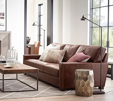 Turner Square Arm Leather Sofa | Pottery Barn (US)