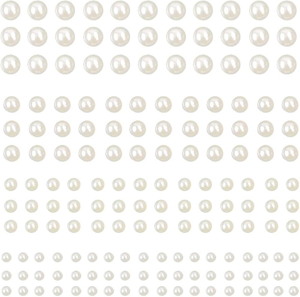 990 Pcs Self Adhesive Pearl Stickers, White Flat Back Pearls Sticker for Face Beauty Makeup Nail ... | Amazon (US)