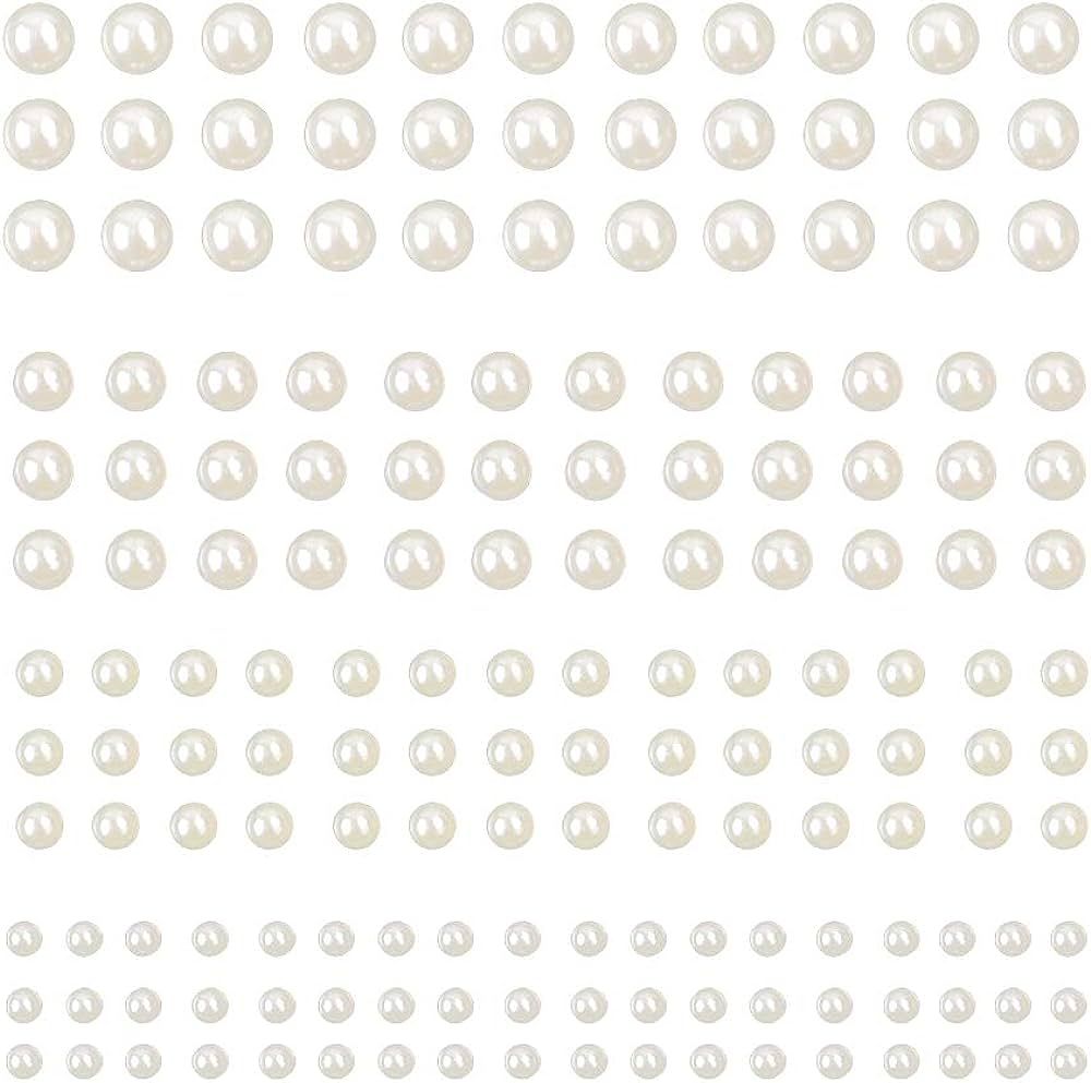 990 Pcs Self Adhesive Pearl Stickers, White Flat Back Pearls Sticker for Face Beauty Makeup Nail ... | Amazon (US)