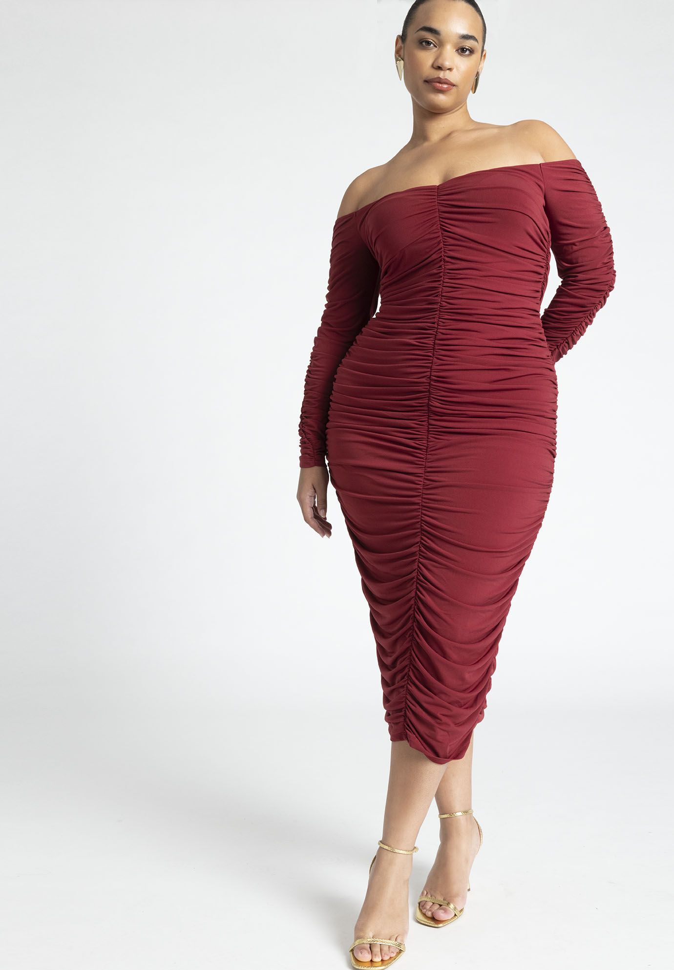 Ruched Off The Shoulder Dress | Eloquii