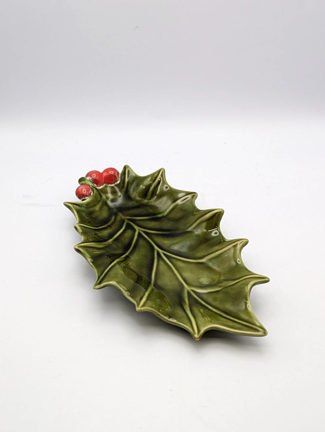 Vintage Holland Mold Ceramic Holly Leaf Trinket Tray - Etsy | Etsy (US)
