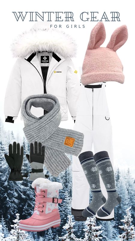 Winter gear for girls/kids from amazon!
Kids ski jacket
Kids ski pants 
Girls snow boots 
Girls snow gloves 
Girls cat beanie 
Snow gear 

#LTKSeasonal #LTKkids #LTKfamily