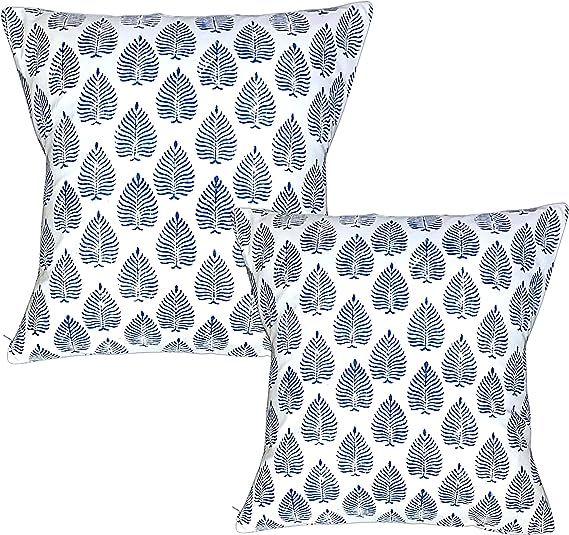 PiloVilo Set of 2 Decorative Throw Pillow Covers 18x18 inch, Cotton Cushion Cases Decorative Hand... | Amazon (US)