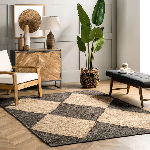 Black Jute Harlequin Trellis Area Rug | Rugs USA
