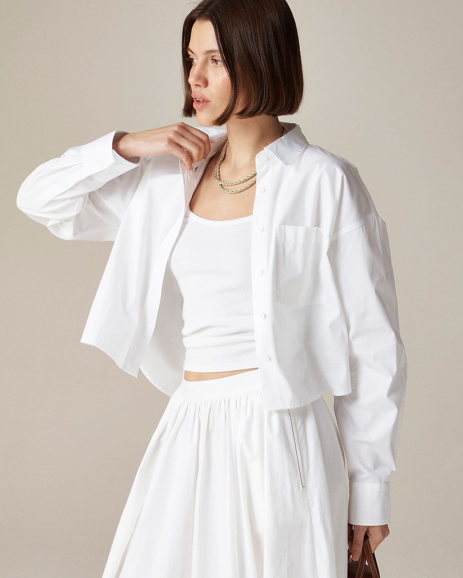 Étienne cropped button-up shirt in cotton poplin | J. Crew US