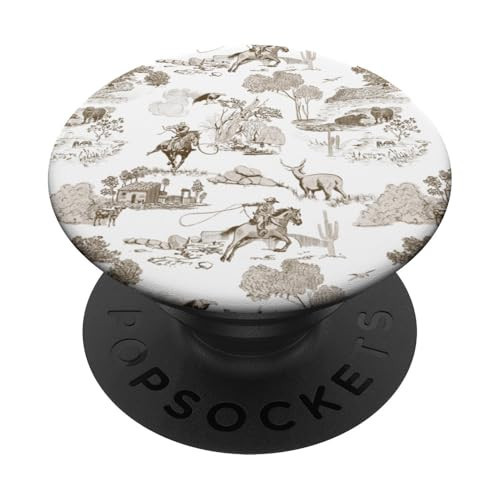 Preppy Western Vintage Brown Cowboy Cowgirl Toile PopSockets Adhesive PopGrip | Amazon (US)