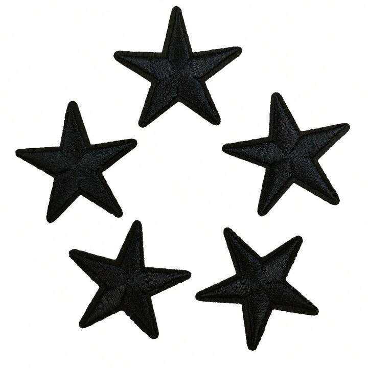 5pcs/Set Embroidery Black/Red Star Shaped Iron On Patch For Clothing, Pants, Hats, Bags, Home Dé... | SHEIN