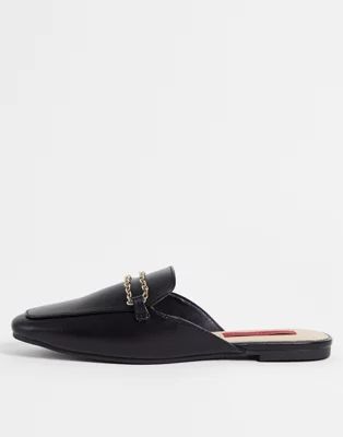 London Rebel slip on mules in black with chain | ASOS | ASOS (Global)