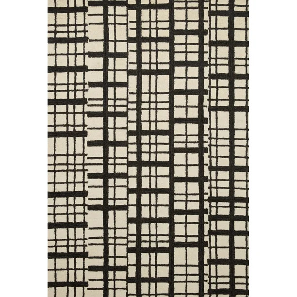 Chris Loves Julia x Loloi Polly Plaid Black/Ivory 7'-9" x 9'-9" Area Rug | Walmart (US)