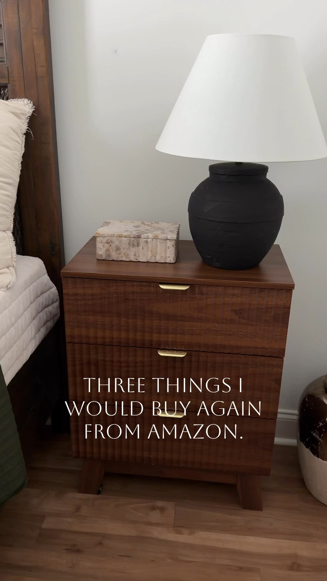 Here’s three things I would gladly buy again from Amazon. These are all so budget friendly. I say the nightmares and noticed that they looked just like some on another site that was over $800.00 a night stand. These looked exactly the same and are priced at $170.00 each. We put them together and they are beautiful! Another thing is my velvet quilt. I actually have one of these for each of my bedrooms they are incredibly soft and priced so affordably. I decided I wanted try something different so I put this sideboard in my bedroom and it was the perfect high end look. The extra storage is nice too! Just proof that you don’t have to spend tons of money for nice pieces. 