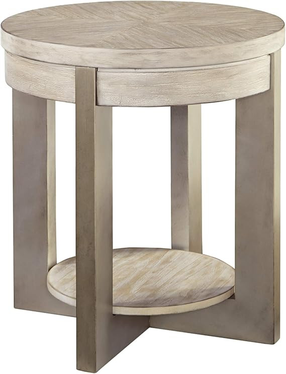 Signature Design by Ashley Urlander Round End Table Whitewash | Amazon (US)
