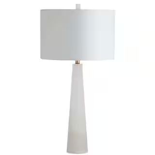 SAFAVIEH Delilah 30 in. White Marble Alabaster Table Lamp with Off-White Shade TBL4067A - The Hom... | The Home Depot