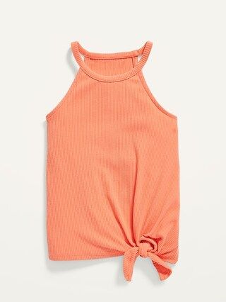 Rib-Knit Tie-Front Halter Tank Top for Girls | Old Navy (US)