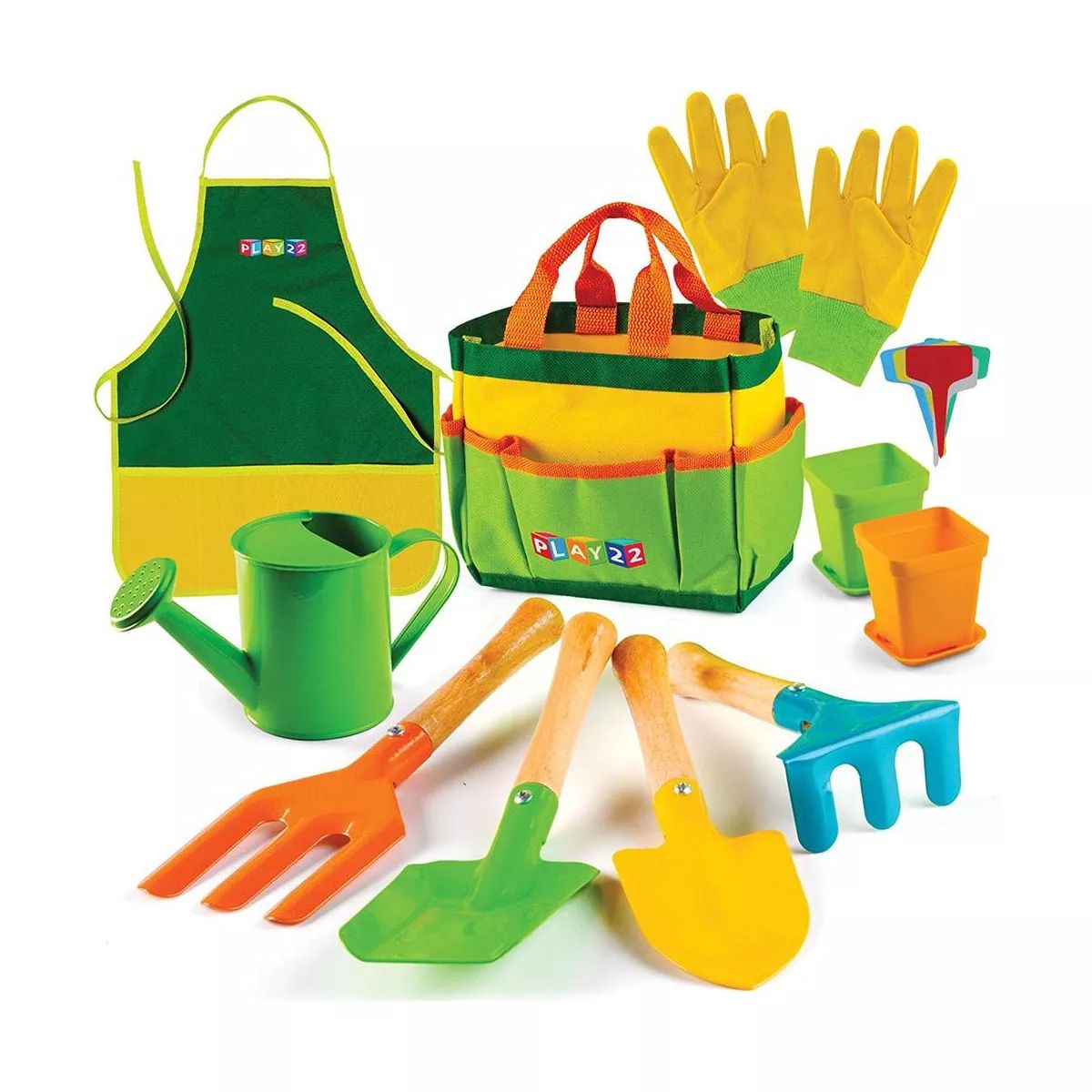 Kids Gardening Tool Set 12 PCS - Kids Gardening Tools with Shovel, Rake, Fork, Trowel, Apron, Glo... | Target