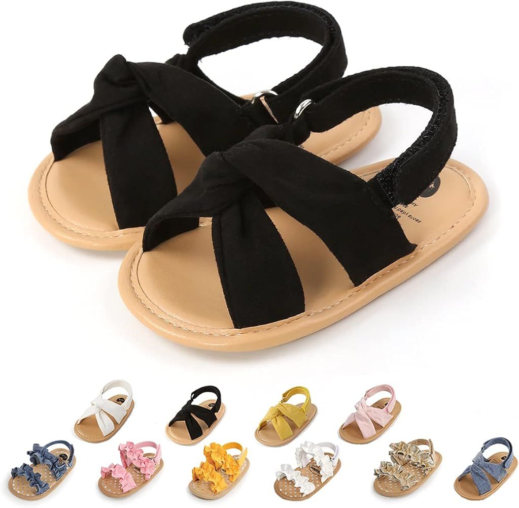 Baby Boys Girls Sandals Soft Sole Summer Shoes Baby Flat Shoes Beach Shoes First Walkers | Amazon (US)