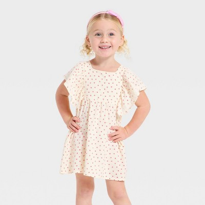 Toddler Girls' Strawberry Woven Dress - Cat & Jack™ Cream 12M | Target