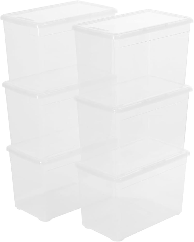 novelinks 12QT Clear Storage Box Stackable Plastic Storage Bins with Lids Plastic Container Box f... | Amazon (US)