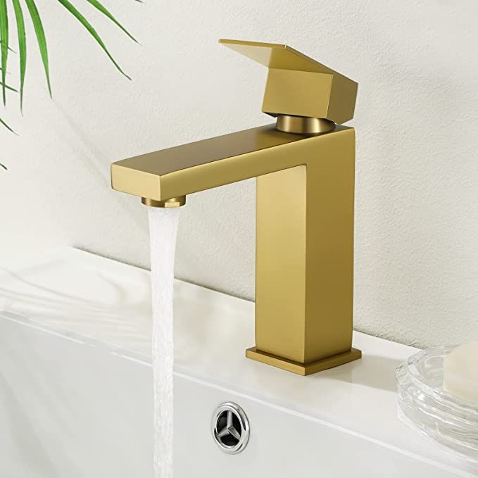 KES Brushed Gold Bathroom Faucet Single Hole Modern Vanity Faucet Single Handle Bathroom Sink Fau... | Amazon (US)