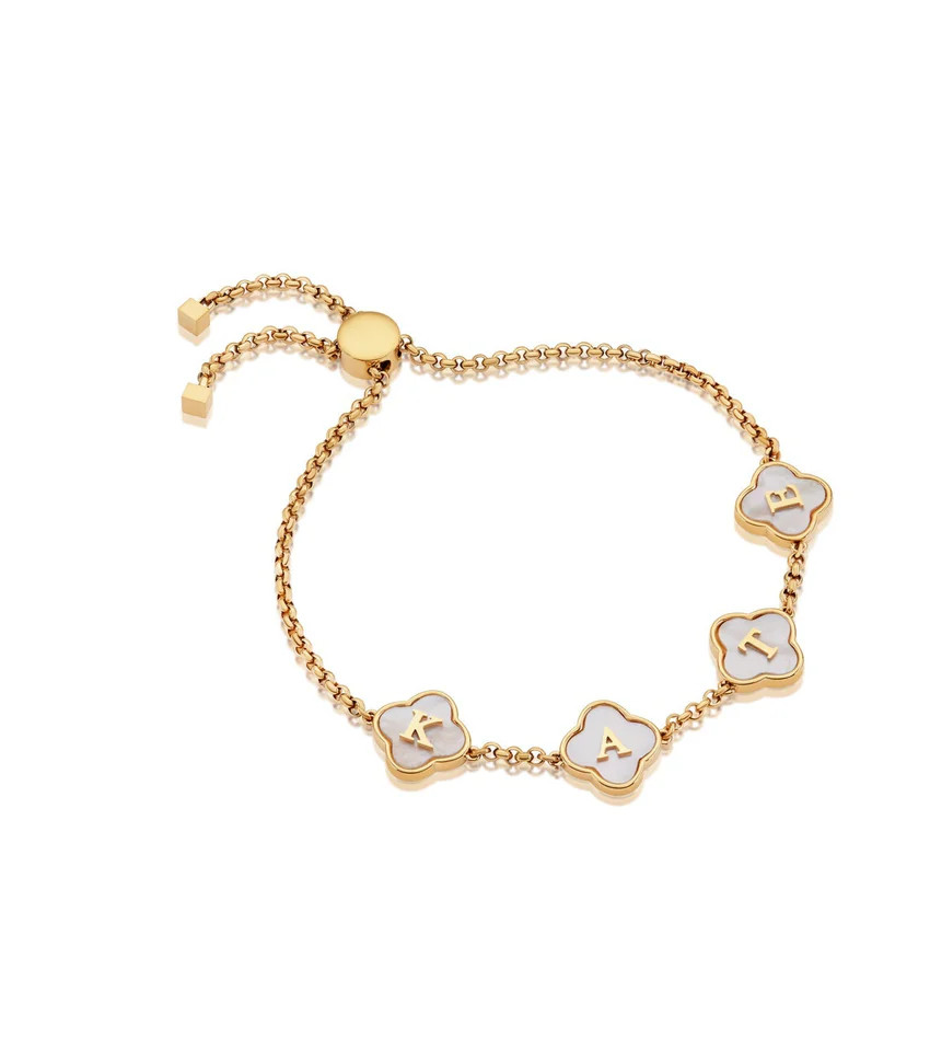 Clover Custom Name Bracelet (Gold) | Abbott Lyon