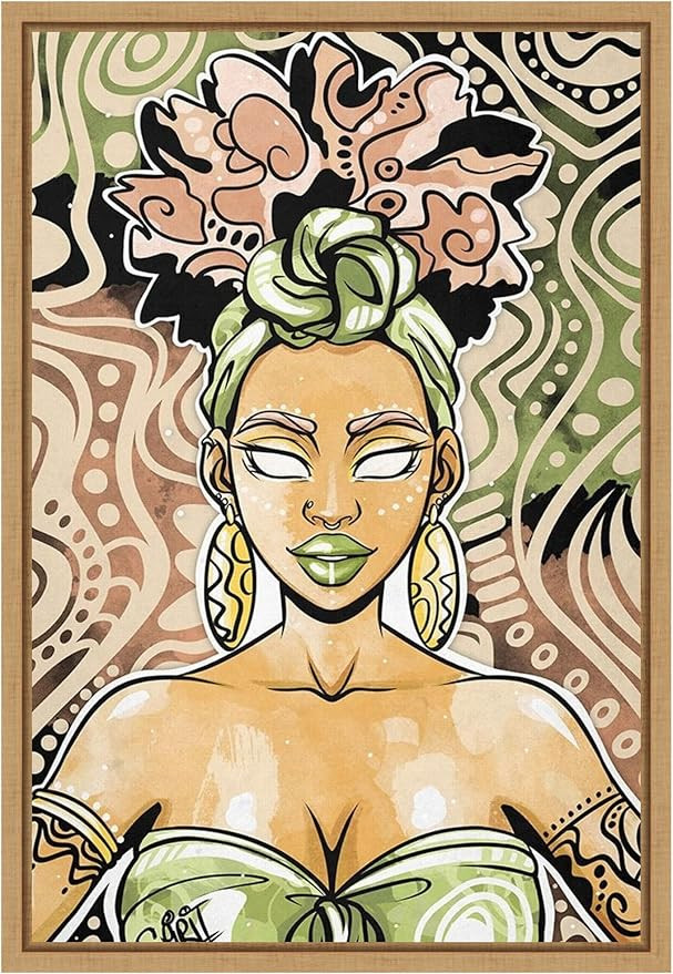 Amanti Art Framed Canvas Wall Art Print (16x23) Nailah by Justin Copeland Float Framed Canvas Art... | Amazon (US)