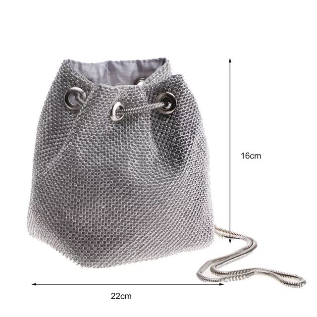 Fashion Rhinestone Women Handbags Shiny Diamond Bucket Wedding Party Shoulder Bag,Silver | Walmart (US)