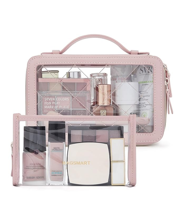 BAGSMART Clear Makeup Bag Set, TSA Approved Toiletry Bag, Clear Travel Bags for toiletries, Cosme... | Amazon (US)